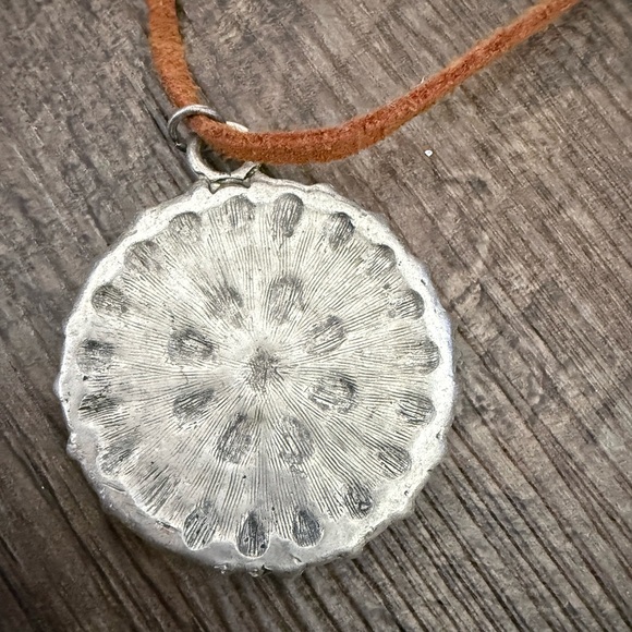 Robert Rose Faux Turquoise and Coral Medallion Necklace - Picture 6 of 13